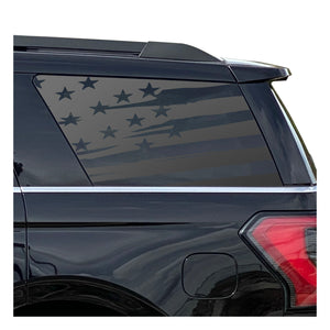 Distressed USA Flag Decal for 2018 - 2024 Ford Expedition 3rd Windows - Matte Black