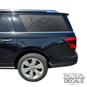 Minimalist Mountain Scene Decal for 2018-2024 Ford Expedition Rear Windows - Matte Black