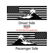 Load image into Gallery viewer, USA Flag with Mountain Scene Decal for 2018-2024 Ford Expedition Rear Windows - Matte Black
