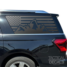 Load image into Gallery viewer, USA Flag with Mountain Scene Decal for 2018-2024 Ford Expedition Rear Windows - Matte Black
