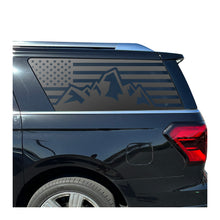 Load image into Gallery viewer, USA Flag with Mountain Scene Decal for 2018-2024 Ford Expedition Rear Windows - Matte Black

