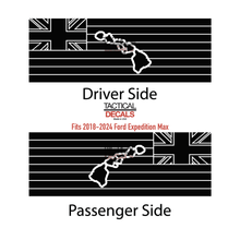 Load image into Gallery viewer, State of Hawaii Flag Decal for 2018-2024 Ford Expedition Rear Windows - Matte Black
