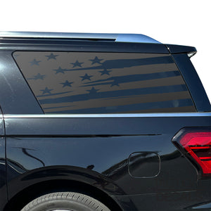 Distressed USA Flag Decal for 2018 - 2024 Ford Expedition Max Only - 3rd Windows - Matte Black