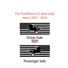 Load image into Gallery viewer, USA Flag w/Horse Decal for 2021 - 2024 Ford Bronco 2-Door Windows - Matte Black
