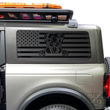 Load image into Gallery viewer, USA Flag w/Pit Bull Dog(K9) Decal for 2021 - 2024 Ford Bronco 2-Door Windows - Matte Black
