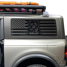 Load image into Gallery viewer, USA Flag w/Bull Dog(K9) Decal for 2021 - 2024 Ford Bronco 2-Door Windows - Matte Black
