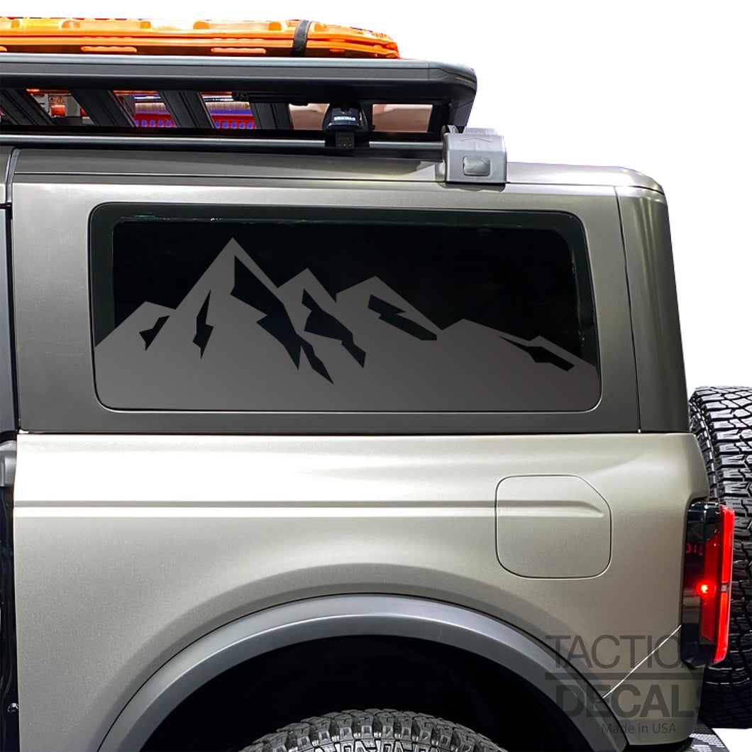 Mountain Scene Decal for 2021 - 2024 Ford Bronco 2-Door Windows - Matte Black