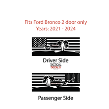 Load image into Gallery viewer, USA Flag w/Beach Scene Decal for 2021 - 2024 Ford Bronco 2-Door Windows - Matte Black
