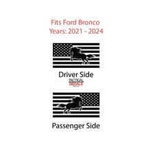 Load image into Gallery viewer, USA Flag w/ Horse Decal for 2021 - 2024 Ford Bronco 4-Door Windows - Matte Black

