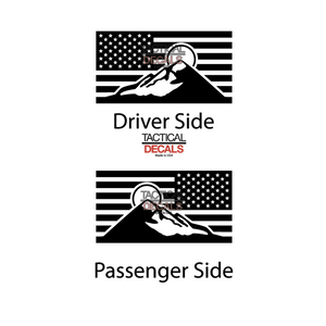 Mountain Scene Flag Decal for 2021 - 2025 Ford Bronco 4-Door Windows - Matte Black