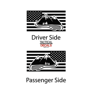 Mountain Scene Flag Decal for 2021 - 2025 Ford Bronco 4-Door Windows - Matte Black