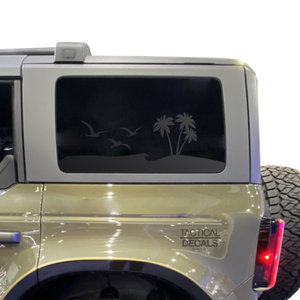 Beach Scene II Decal for 2021 - 2024 Ford Bronco 4-Door Windows - Matte Black