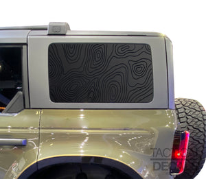 Topography Map Decal for 2021 - 2024 Ford Bronco 4-Door Windows - Matte Black