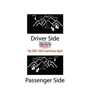Minimalist Mountain Scene Decals for 2021-2025 Ford Bronco Sport Rear Windows - Matte Black