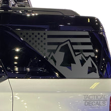 Load image into Gallery viewer, USA Flag with Mountain Scene Decal for 2021-2025 Ford Bronco Sport Rear Windows - Matte Black
