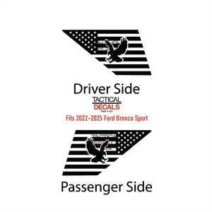 USA Flag with Eagle Decal for 2021-2025 Ford Bronco Sport Rear Windows - Matte Black