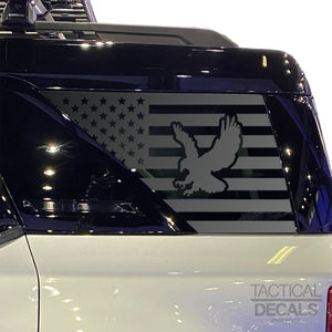 USA Flag with Eagle Decal for 2021-2025 Ford Bronco Sport Rear Windows - Matte Black