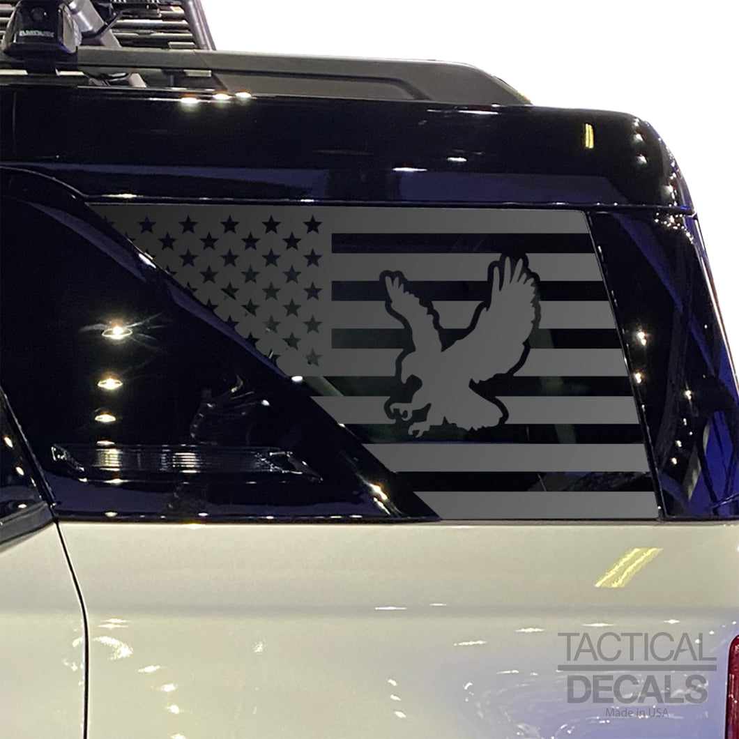 USA Flag with Eagle Decal for 2021-2025 Ford Bronco Sport Rear Windows - Matte Black