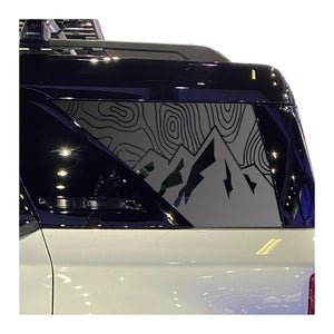 Topography Map with Mountains Decal for 2021-2025 Ford Bronco Sport Rear Windows - Matte Black