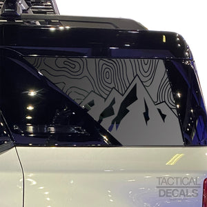 Topography Map with Mountains Decal for 2021-2025 Ford Bronco Sport Rear Windows - Matte Black