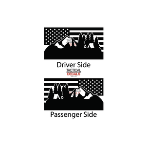 Camping Outdoor Scene w/ USA Flag Decal for 2006- 2010 Ford Explorer Windows - Matte Black