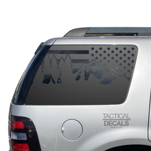 Load image into Gallery viewer, Camping Outdoor Scene w/ USA Flag Decal for 2006- 2010 Ford Explorer Windows - Matte Black
