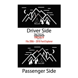 Minimalist Mountain Scene Decal for 2006- 2010 Ford Explorer Windows - Matte Black