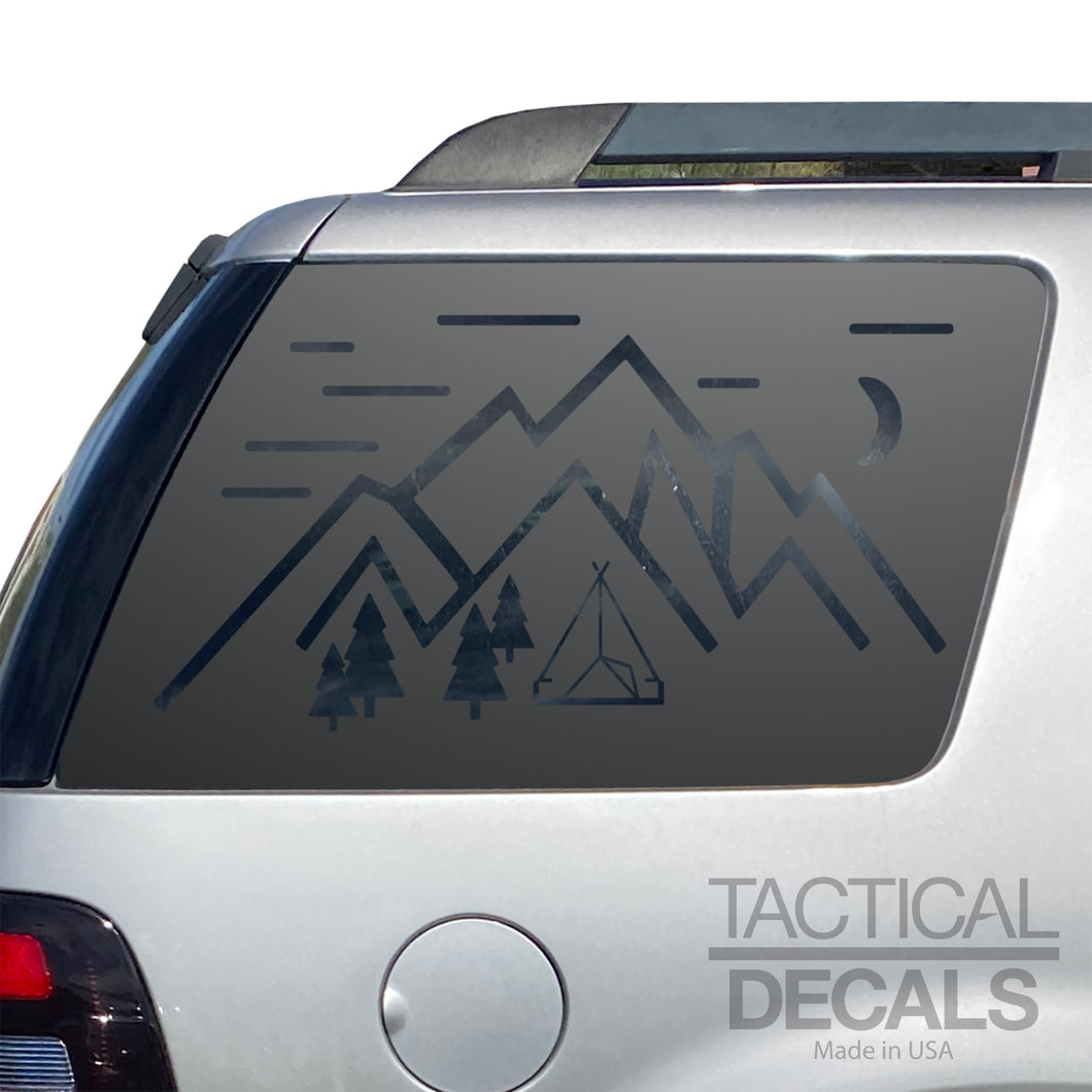 Minimalist Mountain Scene Decal for 2006- 2010 Ford Explorer Windows - Matte Black