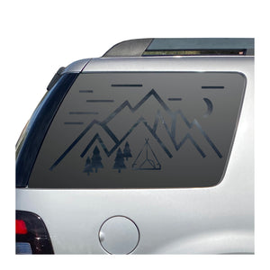 Minimalist Mountain Scene Decal for 2006- 2010 Ford Explorer Windows - Matte Black