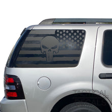 Load image into Gallery viewer, USA Flag with Skull Decals for 2006-2010 Ford Explorer Rear 3rd Windows - Matte Black
