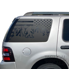 Load image into Gallery viewer, USA Flag with Sasquatch Decals for 2006-2010 Ford Explorer Rear 3rd Windows - Matte Black
