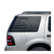 Load image into Gallery viewer, USA Flag with Bass Fishing Decals for 2006-2010 Ford Explorer Rear 3rd Windows - Matte Black
