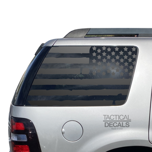Distressed USA Flag Decal for 2006- 2010 Ford Explorer Windows - Matte Black