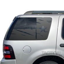 Load image into Gallery viewer, Distressed State of Texas Flag Decals for 2006-2010 Ford Explorer Rear 3rd Windows - Matte Black
