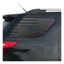 Load image into Gallery viewer, USA Flag w/ Mountain Bear Scene Decal for 2011-2019 Ford Explorer 3rd Windows - Matte Black

