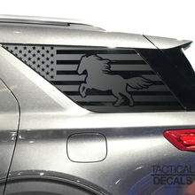 Load image into Gallery viewer, USA Flag with Horse Decal for 2020- 2024 Ford Explorer 3rd Windows - Matte Black
