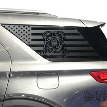 Load image into Gallery viewer, USA Flag with Bulldog(K9) Decal for 2020- 2024 Ford Explorer 3rd Windows - Matte Black
