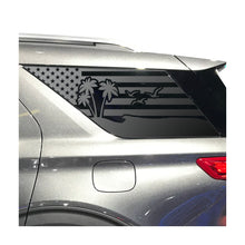 Load image into Gallery viewer, USA Flag with Beach Scene Decal for 2020- 2024 Ford Explorer 3rd Windows - Matte Black
