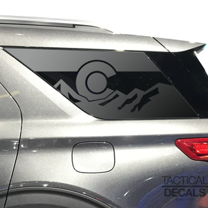 State of Colorado Flag with Mountains Decal for 2020- 2024 Ford Explorer 3rd Windows - Matte Black