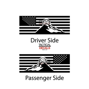 Mountain Scene USA Flag Decal for 2020- 2025 Ford Explorer 3rd Windows - Matte Black