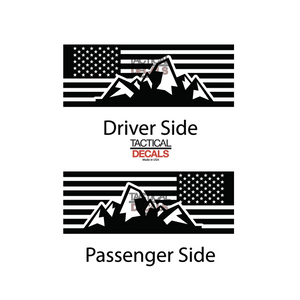 Mountain Scene USA Flag Decal for 2020- 2025 Ford Explorer 3rd Windows - Matte Black