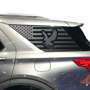 USA Flag Decal for 2020- 2025 Ford Explorer 3rd Windows - Matte Black