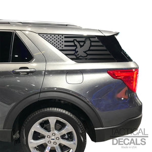 USA Flag Decal for 2020- 2025 Ford Explorer 3rd Windows - Matte Black