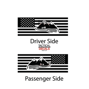 Mountain Scene USA Flag Decal for 2020- 2025 Ford Explorer 3rd Windows - Matte Black