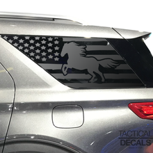 Load image into Gallery viewer, Distressed USA Flag with Horse Decal for 2020- 2024 Ford Explorer 3rd Windows - Matte Black
