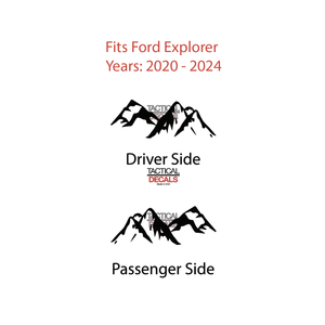 Outdoors Mountain Scene Decal for 2020- 2024 Ford Explorer 3rd Windows - Matte Black
