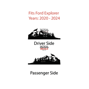 Wildlife Mountain Scene Decal for 2020- 2024 Ford Explorer 3rd Windows - Matte Black