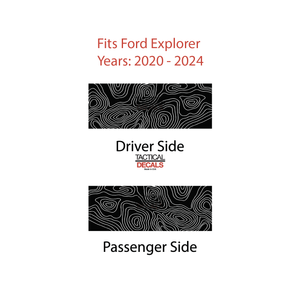 Topography Map Decal for 2020- 2024 Ford Explorer 3rd Windows - Matte Black