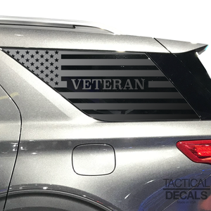 Veteran - USA Flag Decal for 2020- 2024 Ford Explorer 3rd Windows - Matte Black