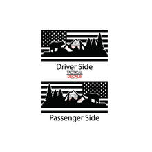 Load image into Gallery viewer, USA Flag w/ Mountain Bear Scene Decal for 2022-2024 Jeep Grand Wagoneer 3rd Windows - Matte Black
